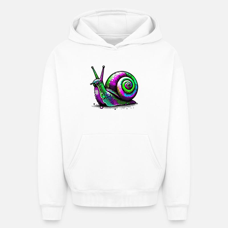Escargot - Sweat à capuche unisexe oversize épais SPREAD - blanc