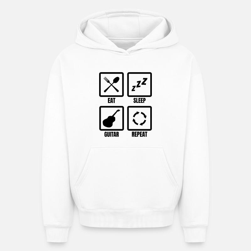 Routine du guitariste - Sweat à capuche unisexe oversize épais SPREAD - blanc