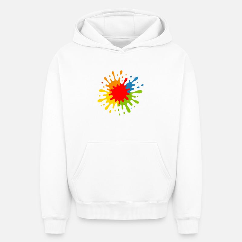 Joyeuse éclaboussure artistique - Sweat à capuche unisexe oversize épais SPREAD - blanc
