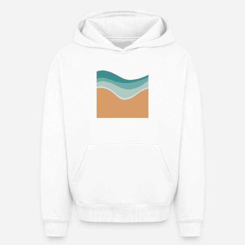 Plage minimale - Sweat à capuche unisexe oversize épais SPREAD - blanc