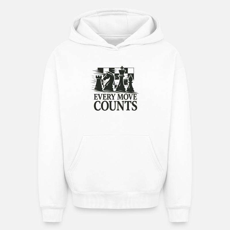 Œuvres d’art stratégiques d’échecs - Sweat à capuche unisexe oversize épais SPREAD - blanc