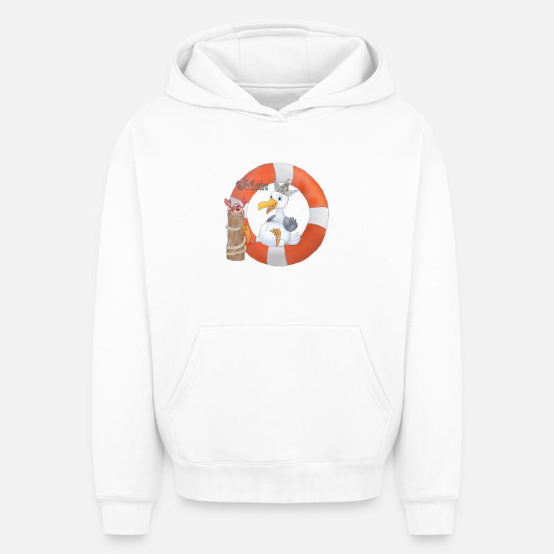 Moewe_im_Ring - Sweat à capuche unisexe oversize épais SPREAD - blanc