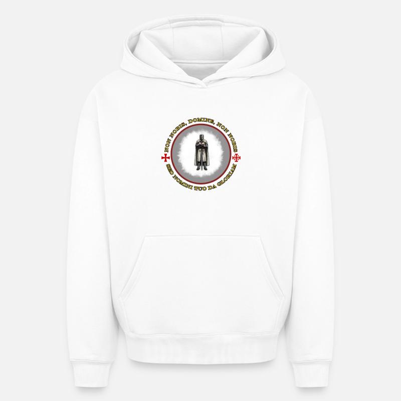 Chevalier Templier - Sweat à capuche unisexe oversize épais SPREAD - blanc