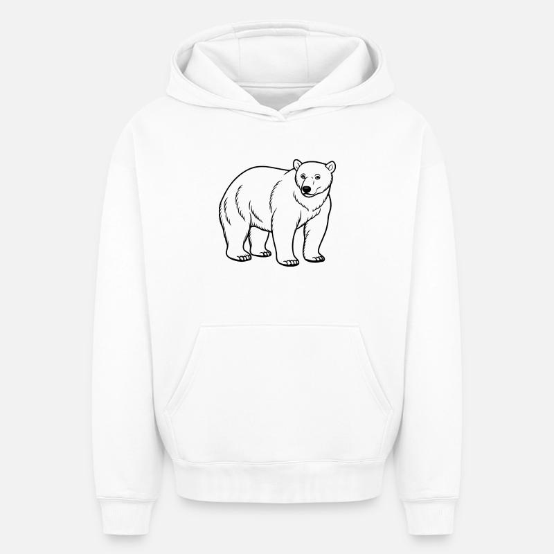 Ours polaire - Sweat à capuche unisexe oversize épais SPREAD - blanc