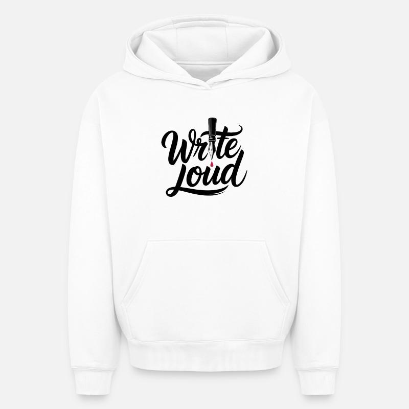Écrivez du journalisme bruyant - Sweat à capuche unisexe oversize épais SPREAD - blanc