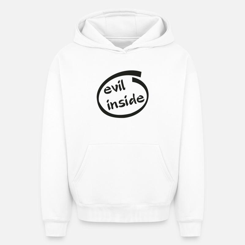 Evil Inside Ring Graphic - Oversized Heavyweight Unisex Hoodie - Weiß