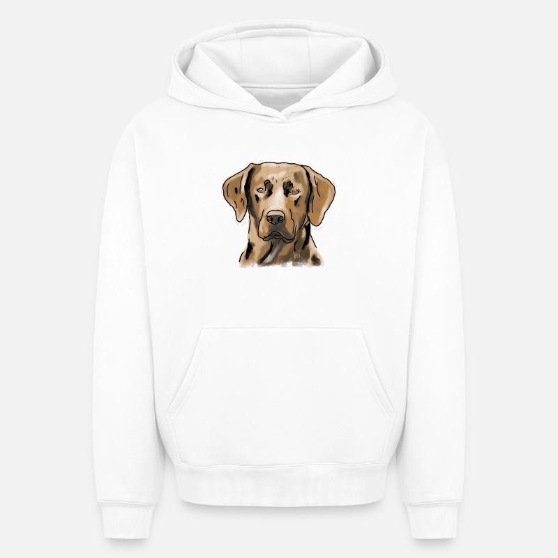 Labrador - Sweat à capuche unisexe oversize épais SPREAD - blanc