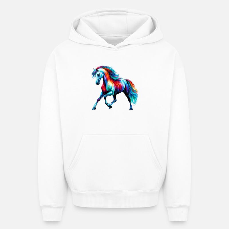 Cheval - Sweat à capuche unisexe oversize épais SPREAD - blanc