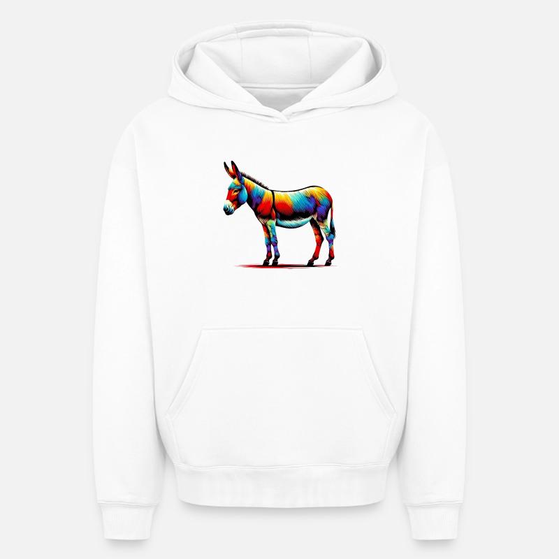 Âne, Tétine, Mule - Sweat à capuche unisexe oversize épais SPREAD - blanc