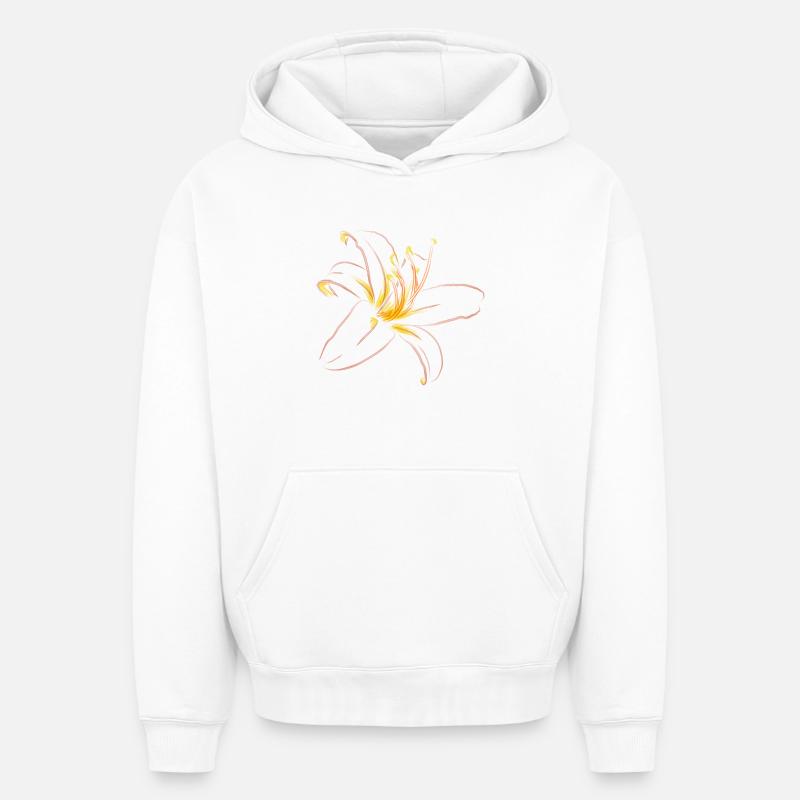 LYS ROSE CLAIR - Sweat à capuche unisexe oversize épais SPREAD - blanc