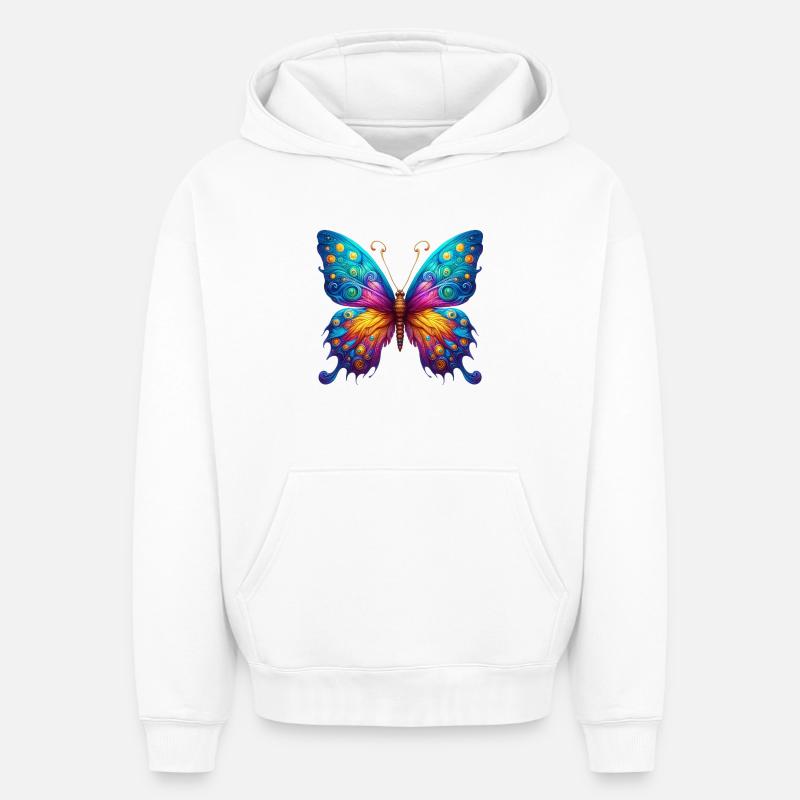 Papillon Van Gogh - Sweat à capuche unisexe oversize épais SPREAD - blanc