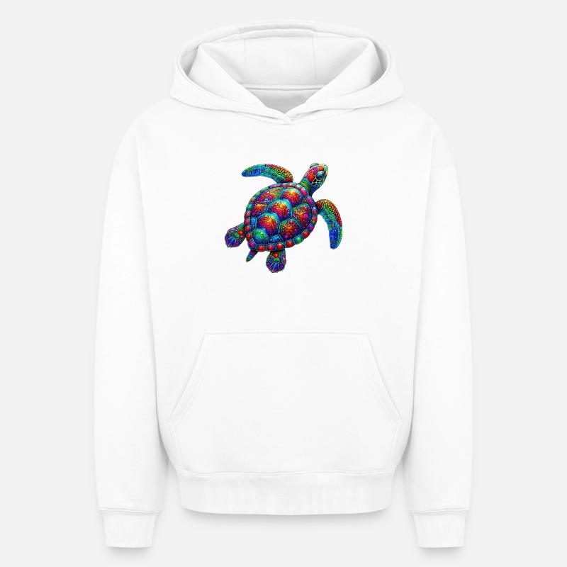 Tortue - Sweat à capuche unisexe oversize épais SPREAD - blanc