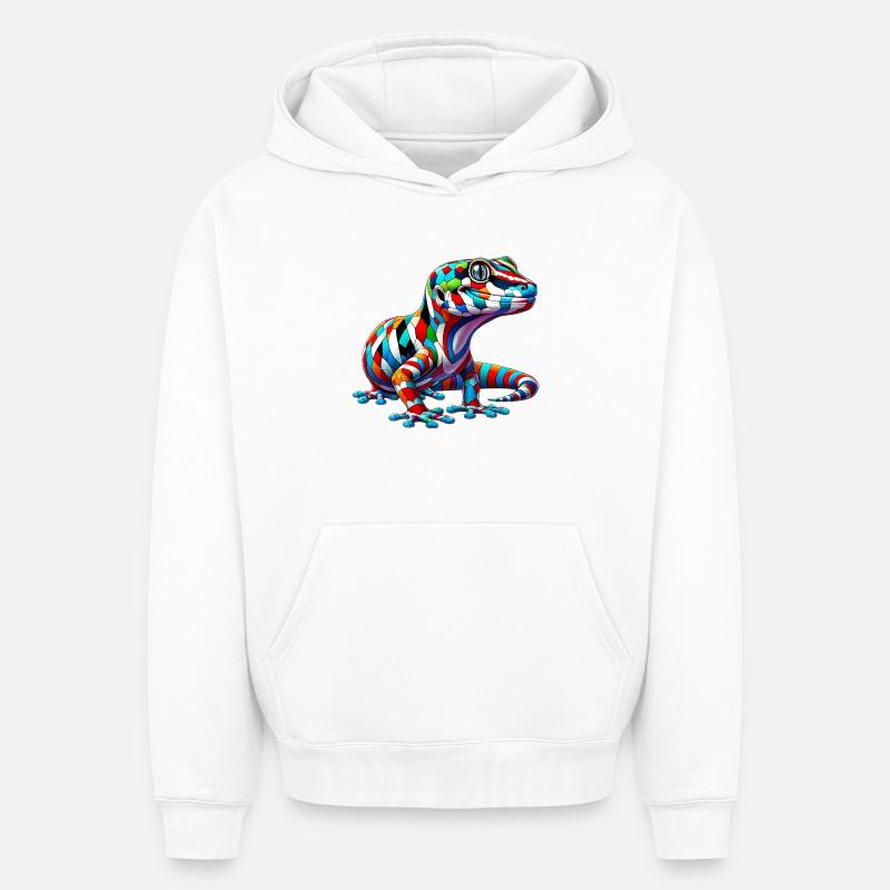 Gecko - Sweat à capuche unisexe oversize épais SPREAD - blanc