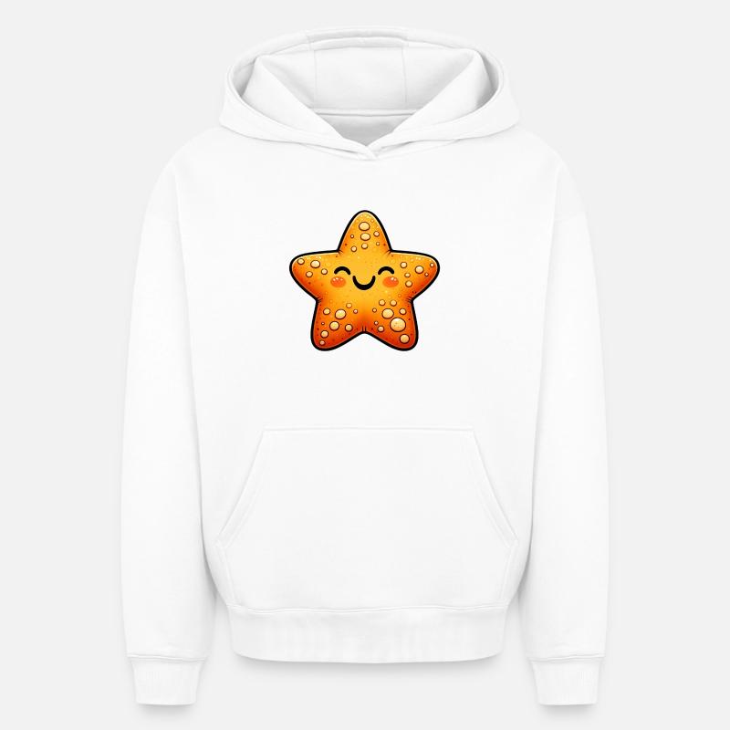 Étoile de mer - Sweat à capuche unisexe oversize épais SPREAD - blanc