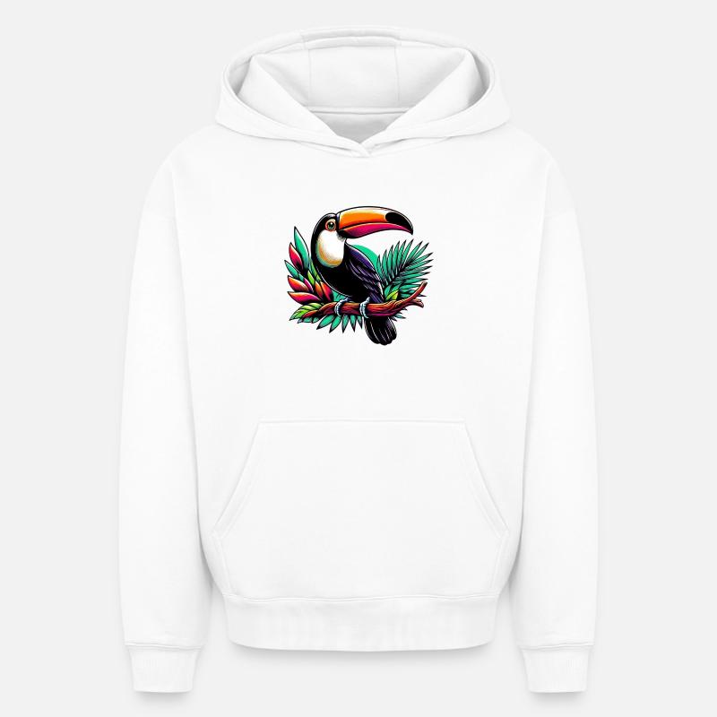Toucan - Sweat à capuche unisexe oversize épais SPREAD - blanc