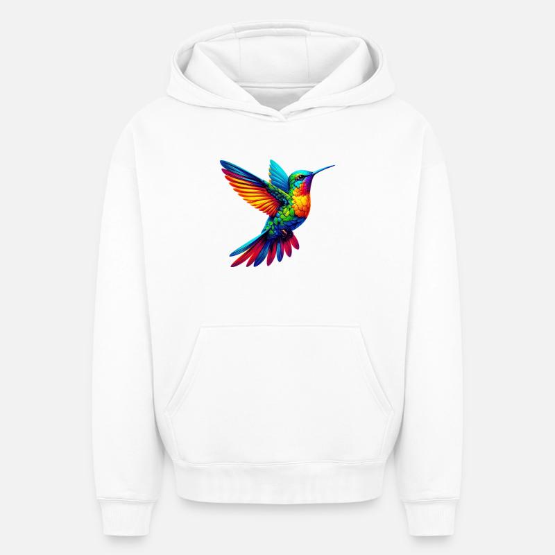 Colibri - Sweat à capuche unisexe oversize épais SPREAD - blanc