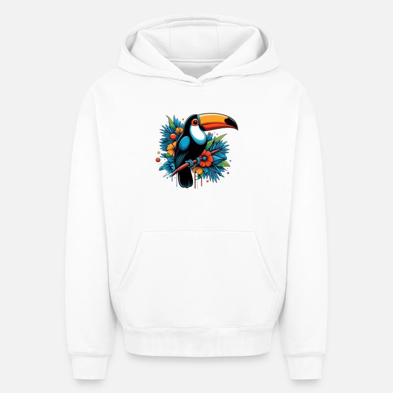 Toucan - Sweat à capuche unisexe oversize épais SPREAD - blanc