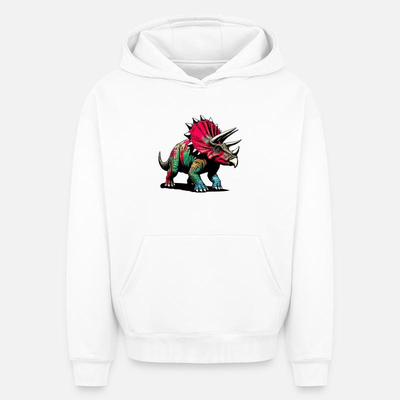 Dinosaure - Sweat à capuche unisexe oversize épais SPREAD - blanc