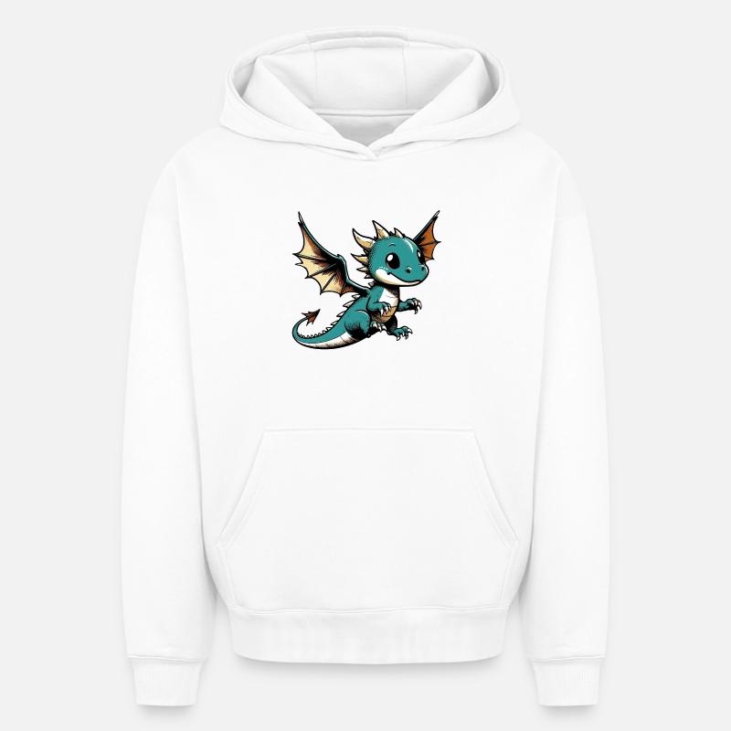Dragon - Sweat à capuche unisexe oversize épais SPREAD - blanc