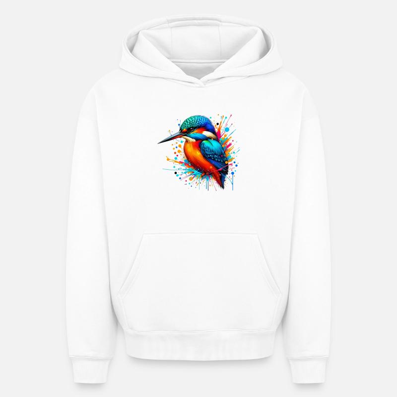 Martin-pêcheur - Sweat à capuche unisexe oversize épais SPREAD - blanc