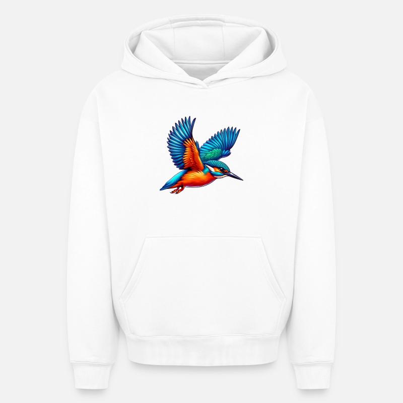 Martin-pêcheur - Sweat à capuche unisexe oversize épais SPREAD - blanc