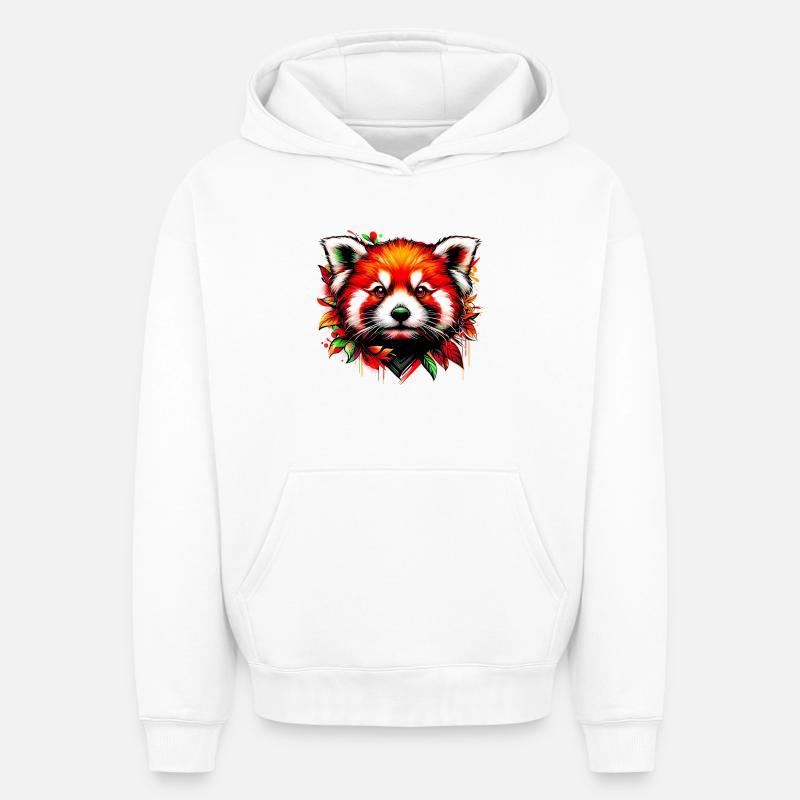 Petit panda - Sweat à capuche unisexe oversize épais SPREAD - blanc