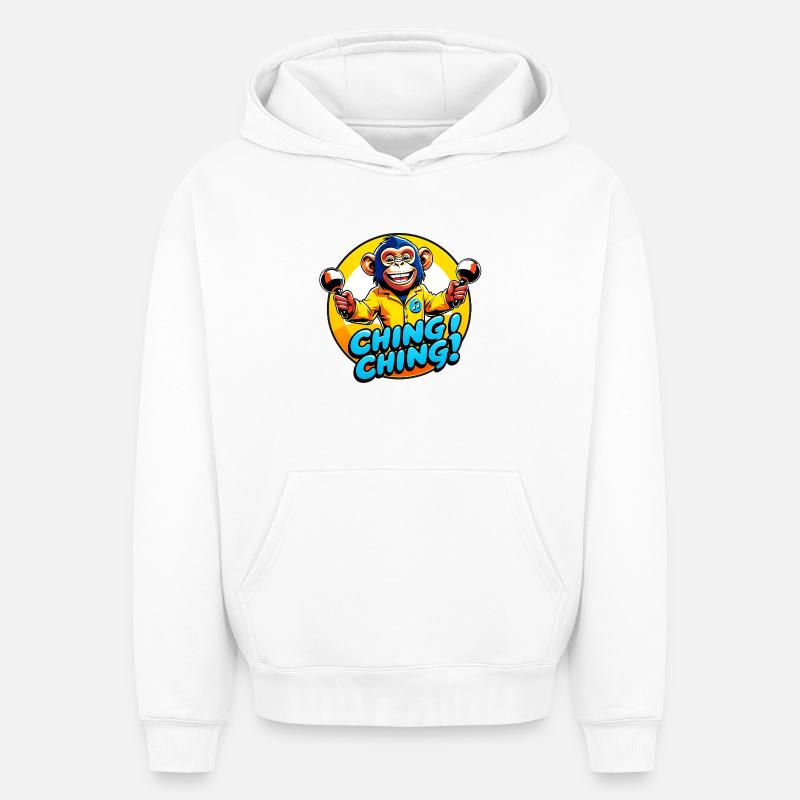 Ching Ching - Sweat à capuche unisexe oversize épais SPREAD - blanc