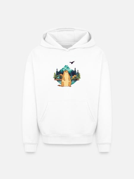 Murmeltier - Oversized Heavyweight Unisex Hoodie - Weiß