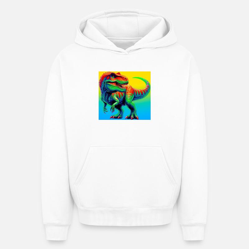 dinosaure - Sweat à capuche unisexe oversize épais SPREAD - blanc