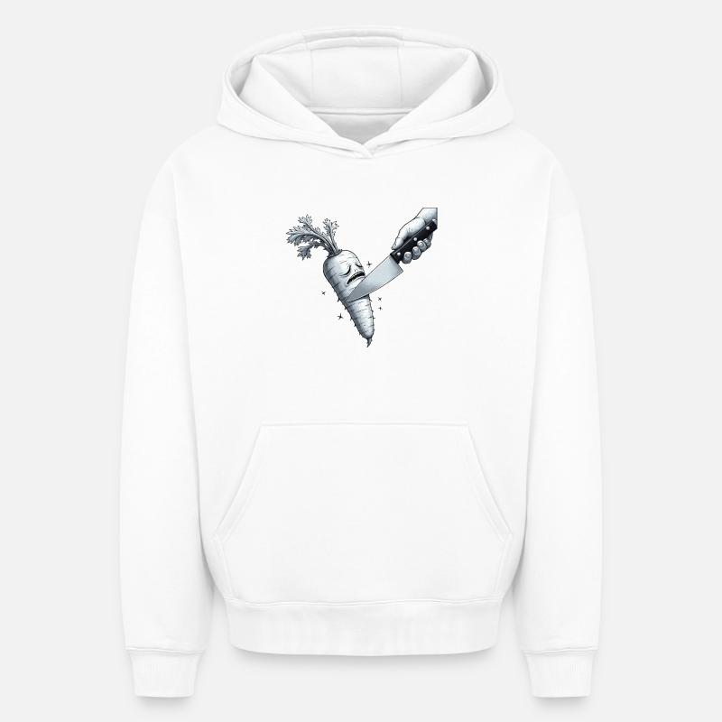 carotte - Sweat à capuche unisexe oversize épais SPREAD - blanc