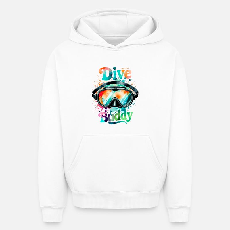 Lunettes de plongée Dive Buddy - Sweat à capuche unisexe oversize épais SPREAD - blanc