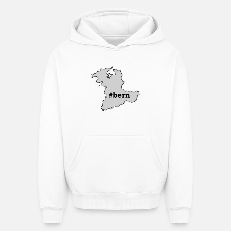 BE Bern - Sweat à capuche unisexe oversize épais SPREAD - blanc