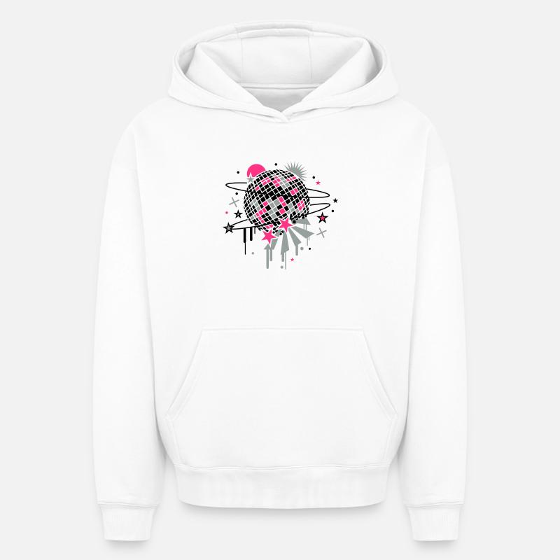 la boule disco - Sweat à capuche unisexe oversize épais SPREAD - blanc