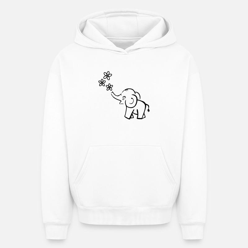 elephant - Sweat à capuche unisexe oversize épais SPREAD - blanc