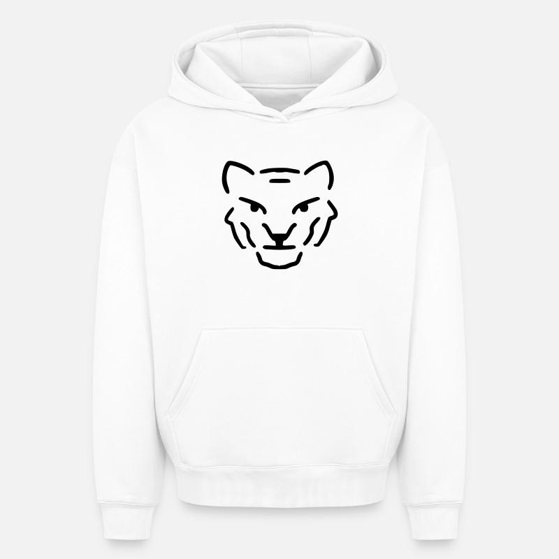 Tigre - Sweat à capuche unisexe oversize épais SPREAD - blanc