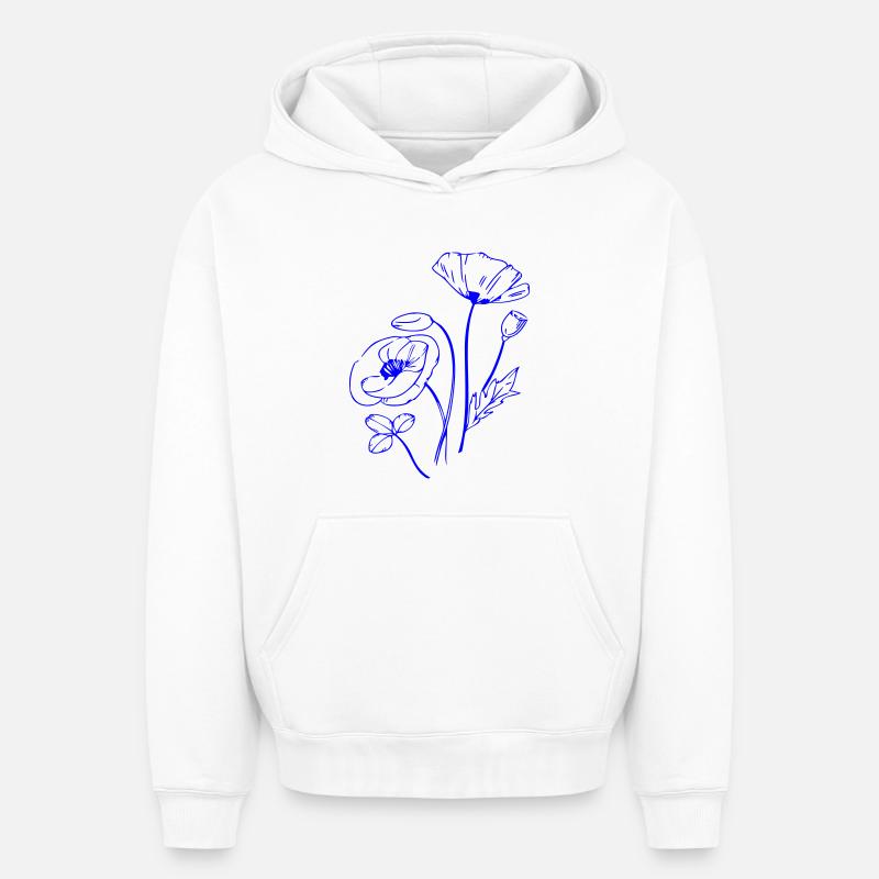 Coquelicot, Fleurs - Sweat à capuche unisexe oversize épais SPREAD - blanc