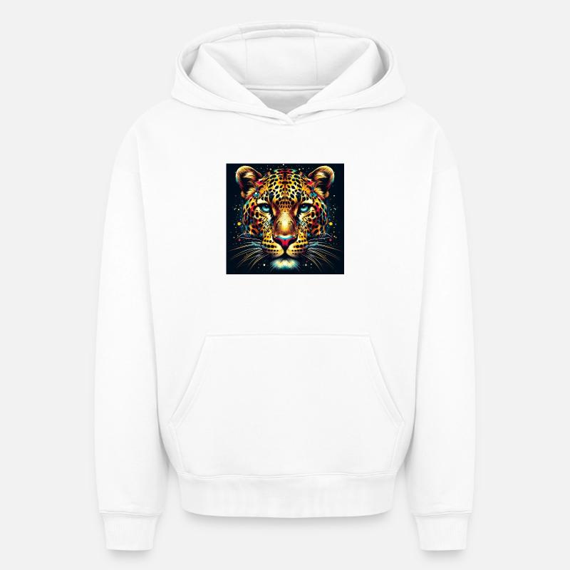 Léopard - Sweat à capuche unisexe oversize épais SPREAD - blanc