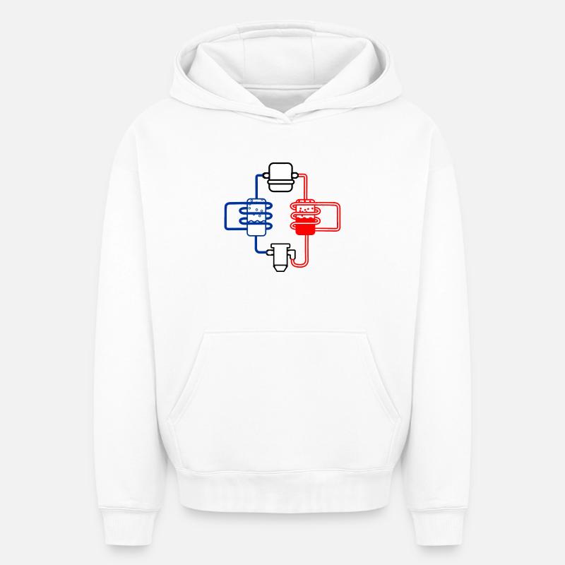 Pompe à chaleur rouge bleu - Sweat à capuche unisexe oversize épais SPREAD - blanc