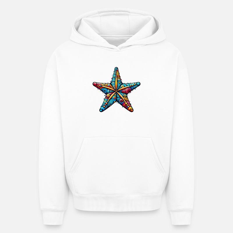 Étoile de mer - Sweat à capuche unisexe oversize épais SPREAD - blanc