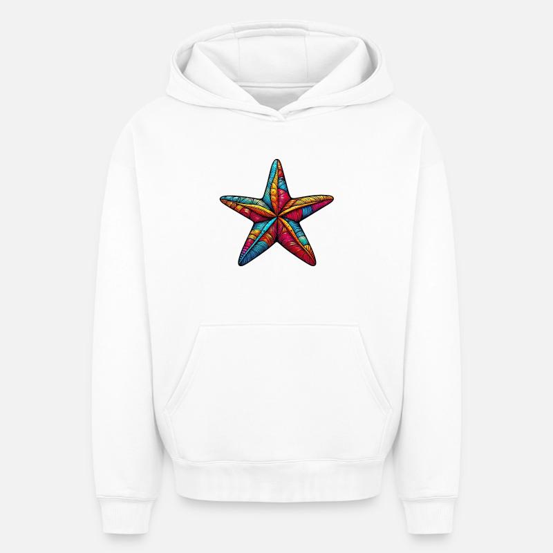 Étoile de mer - Sweat à capuche unisexe oversize épais SPREAD - blanc