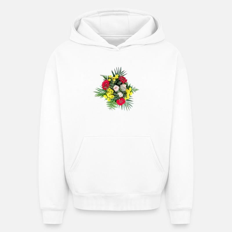 BOUQUET - Sweat à capuche unisexe oversize épais SPREAD - blanc