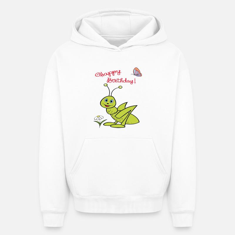 Joyeux anniversaire Cricket - Sweat à capuche unisexe oversize épais SPREAD - blanc