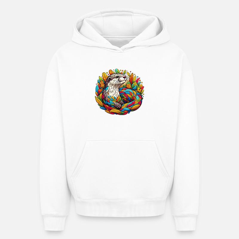 Loutre - Sweat à capuche unisexe oversize épais SPREAD - blanc