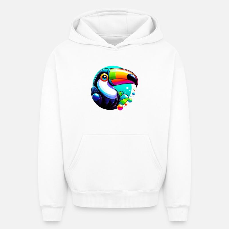 Toucan - Sweat à capuche unisexe oversize épais SPREAD - blanc