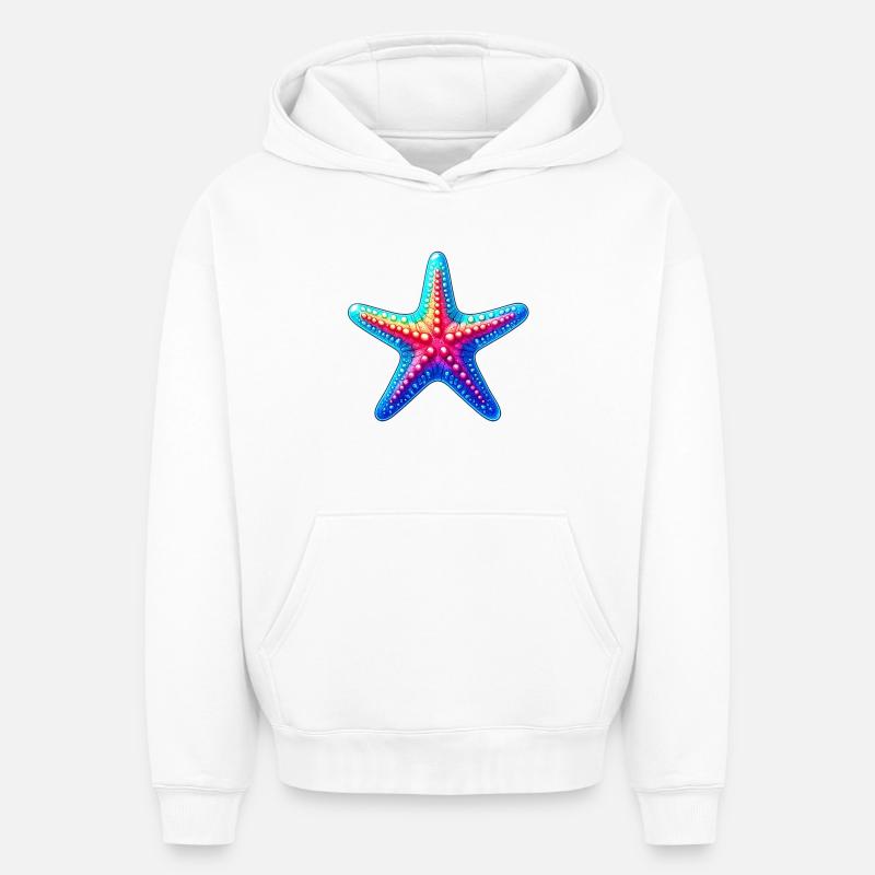 Étoile de mer - Sweat à capuche unisexe oversize épais SPREAD - blanc