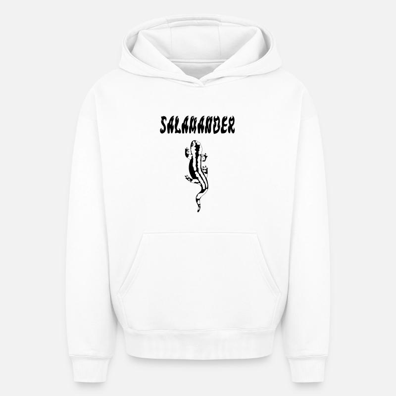 Salamandre noire - Sweat à capuche unisexe oversize épais SPREAD - blanc
