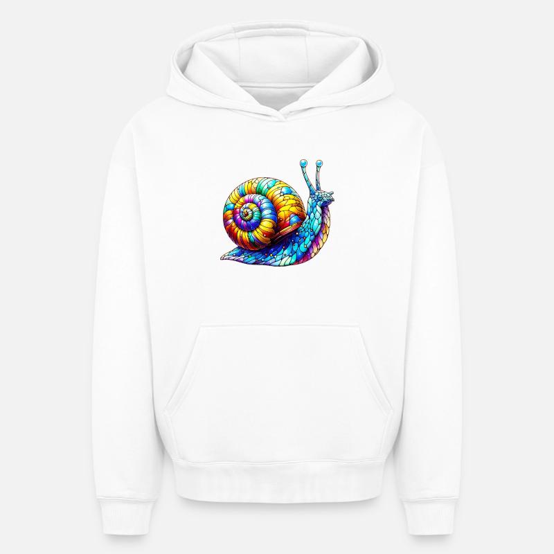 Escargot - Sweat à capuche unisexe oversize épais SPREAD - blanc
