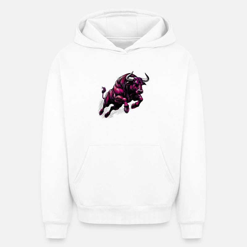 Taureau - Sweat à capuche unisexe oversize épais SPREAD - blanc
