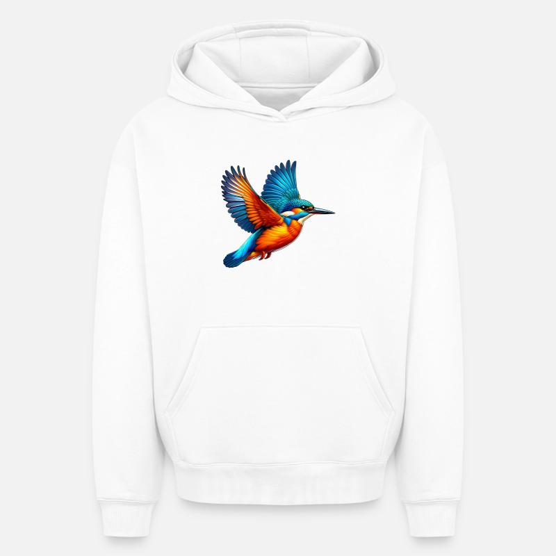 Martin-pêcheur - Sweat à capuche unisexe oversize épais SPREAD - blanc