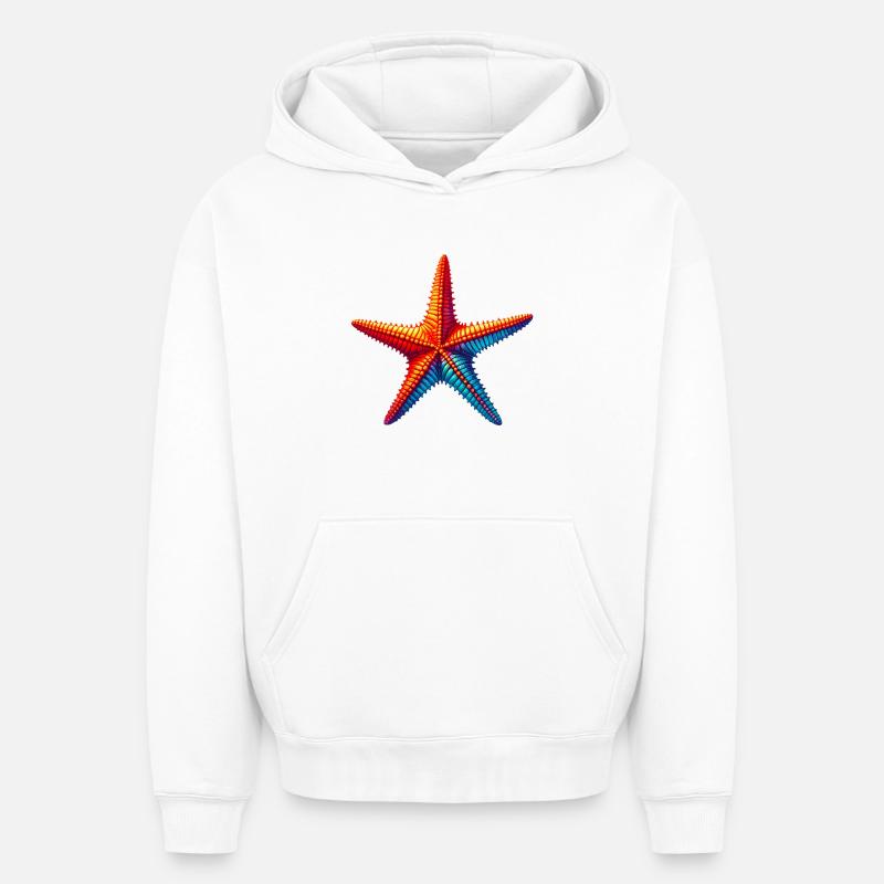 Étoile de mer - Sweat à capuche unisexe oversize épais SPREAD - blanc